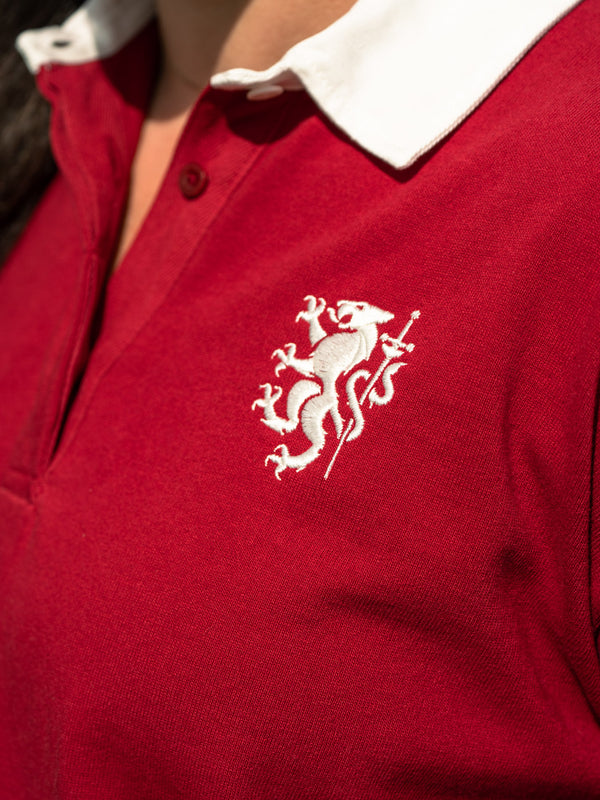 Pétrone RCA Polo manches longues héritage rugby coton bio rouge femme