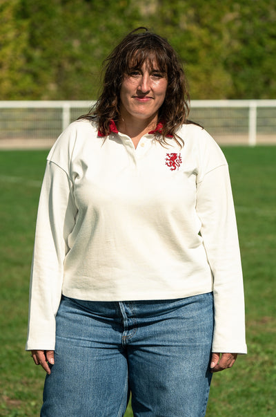 Pétrone RCA Polo manches longues héritage rugby coton bio écru femme