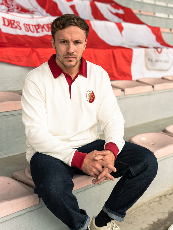 Pétrone RCA Polo manches longues héritage rugby coton bio écru homme