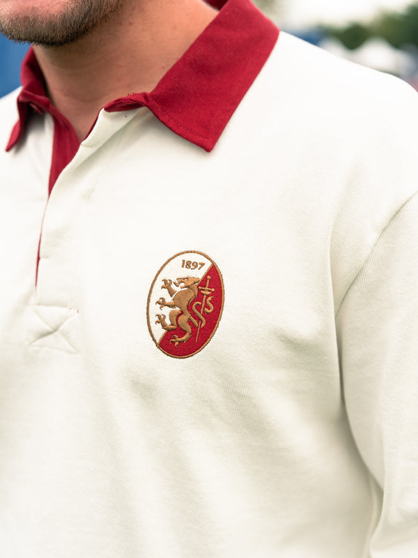 Pétrone RCA Polo manches longues héritage rugby coton bio écru homme