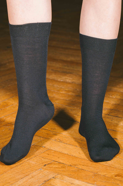 Pétrone chaussettes laine mérinos bleu homme vignette